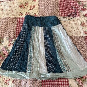 Elegant Teal Patchwork Skirt